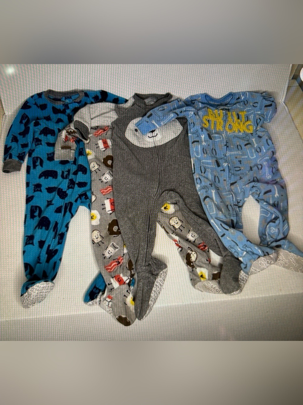 Toddler Footed One-Piece Pajamas - Blue, Gray, Patterned